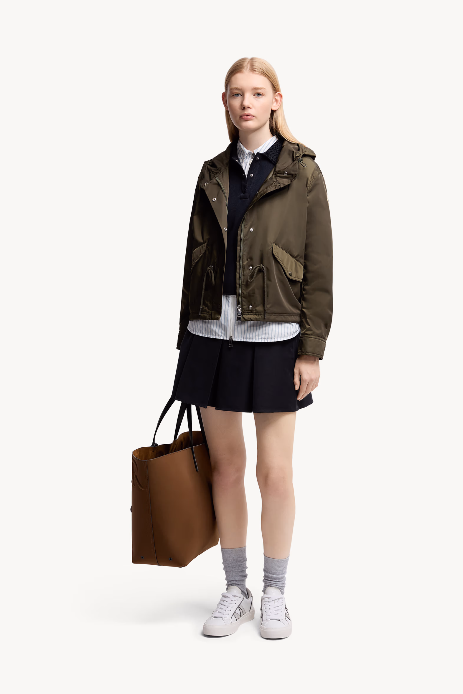 Cotton Gabardine Pleated Mini Skirt Women Navy Blue Moncler 0